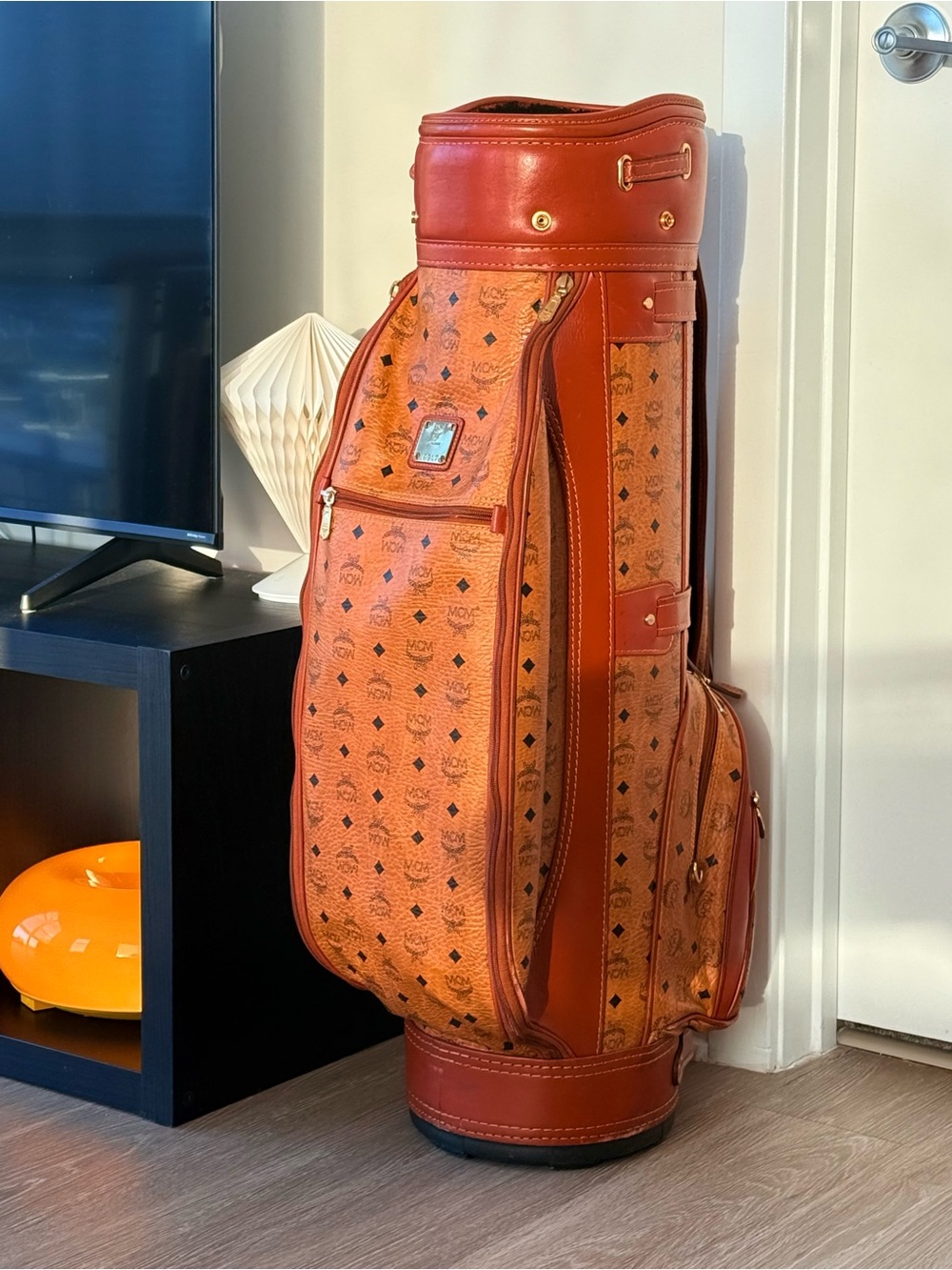 Vintage MCM Visetos Coated Canvas Golf Bag in Classic Cognac